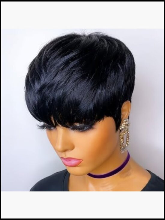 Short Pixie Cut Wig Human Hair Glueless Full Machine Made Adjustable Straps main image 4